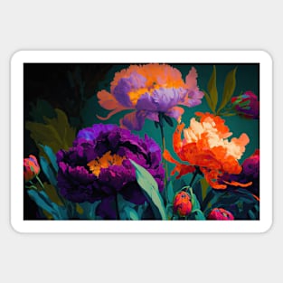 Floral Garden Botanical Print with Peony Sticker